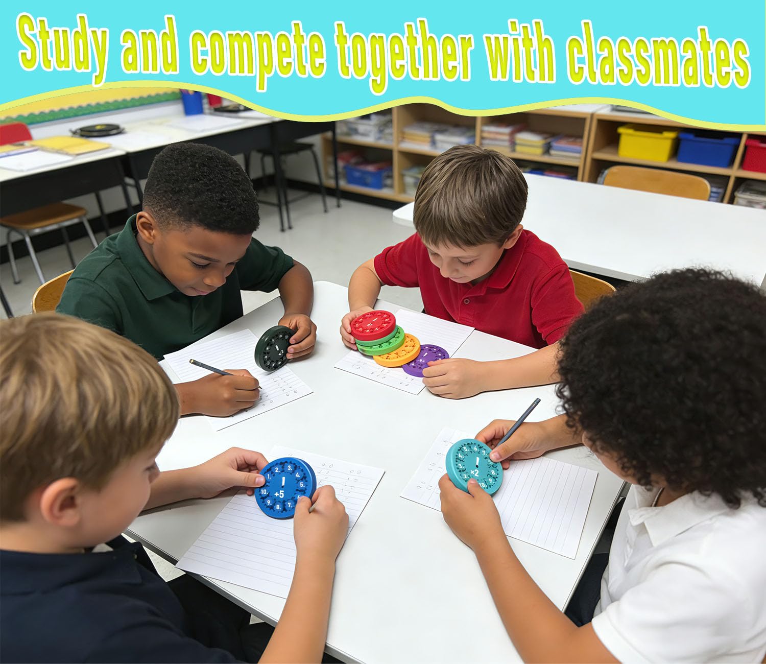 9-Pack Math Fidget Spinners for Multiplication & Division Practice | Sensory Learning Toys for Kids Ages 6-12