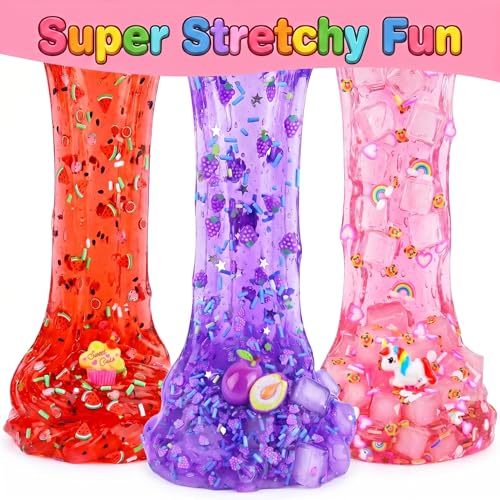 9 Pack Slime Kit – 3 Cloud, 3 Jelly Cube Crunchy, 3 Butter Slime – DIY Stress Relief Toy for Kids, Birthday Gifts