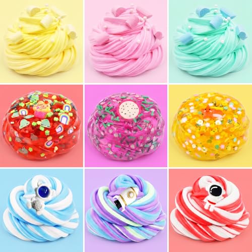 9-Pack Slime Kit with Butter Slime and Crunchy Jelly Slime - Soft, Non-Sticky, Washable - Sensory Toy for Kids Ages 3+