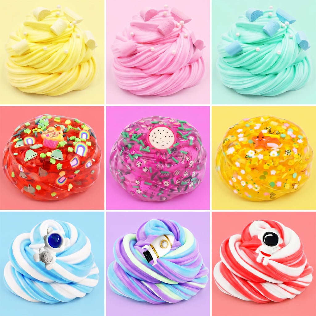 9-Pack Slime Kit with Butter Slime and Crunchy Jelly Slime - Soft, Non-Sticky, Washable - Sensory Toy for Kids Ages 3+