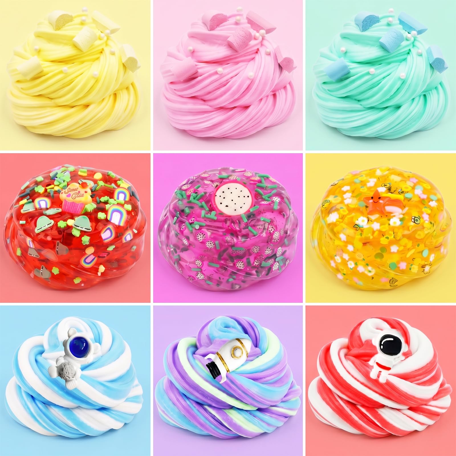 9-Pack Slime Kit with Butter Slime and Crunchy Jelly Slime - Soft, Non-Sticky, Washable - Sensory Toy for Kids Ages 3+