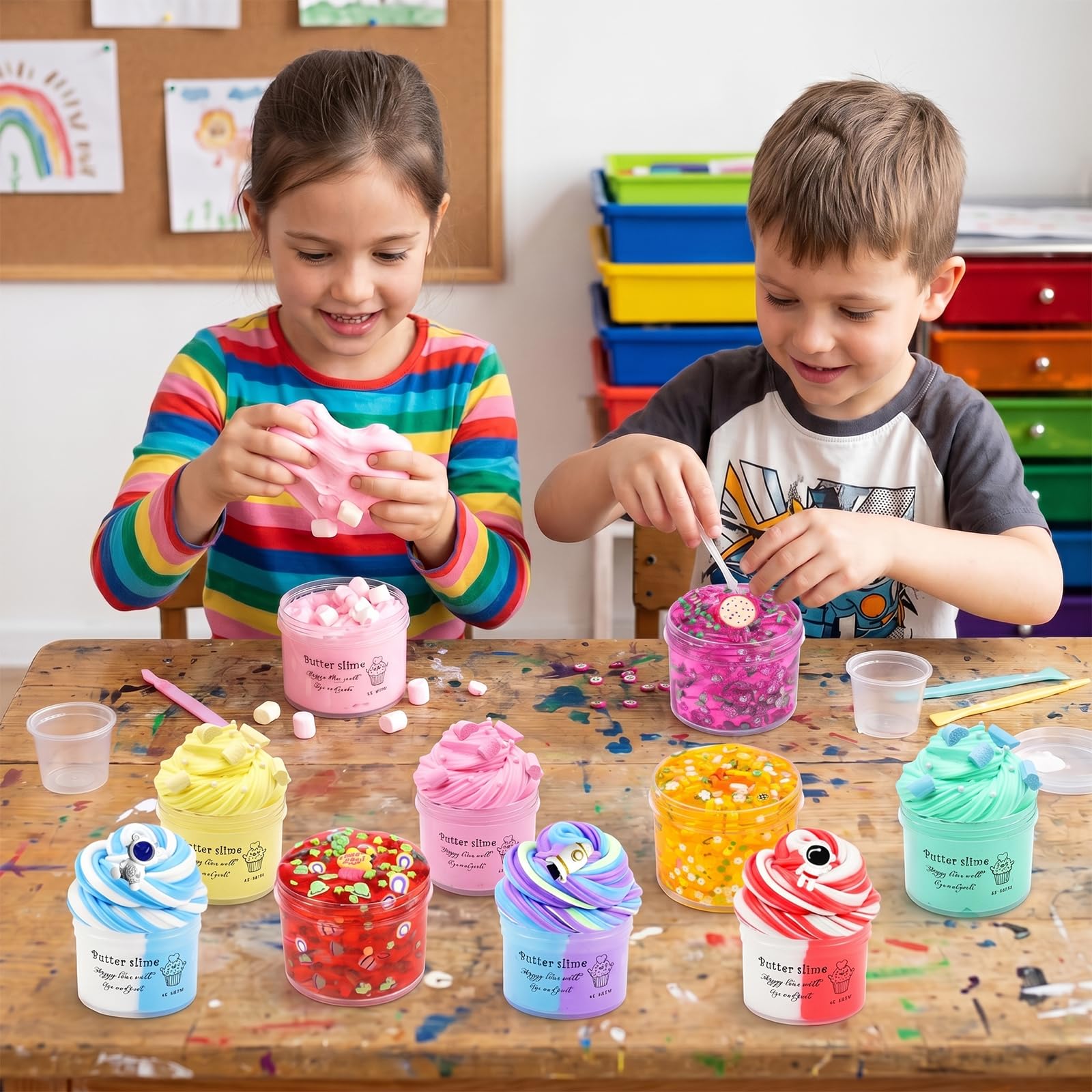 9-Pack Slime Kit with Butter Slime and Crunchy Jelly Slime - Soft, Non-Sticky, Washable - Sensory Toy for Kids Ages 3+