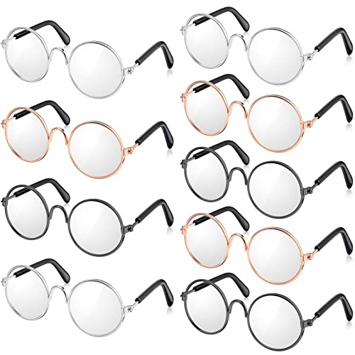 9 Pairs Doll Glasses Metal Wire Rim Clear Lens for 18 Inch Dolls Costume Accessory