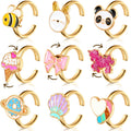 9-Piece Adjustable Fidget Ring Set – Rotating Spinner Rings for Stress Relief, Alloy, Colorful