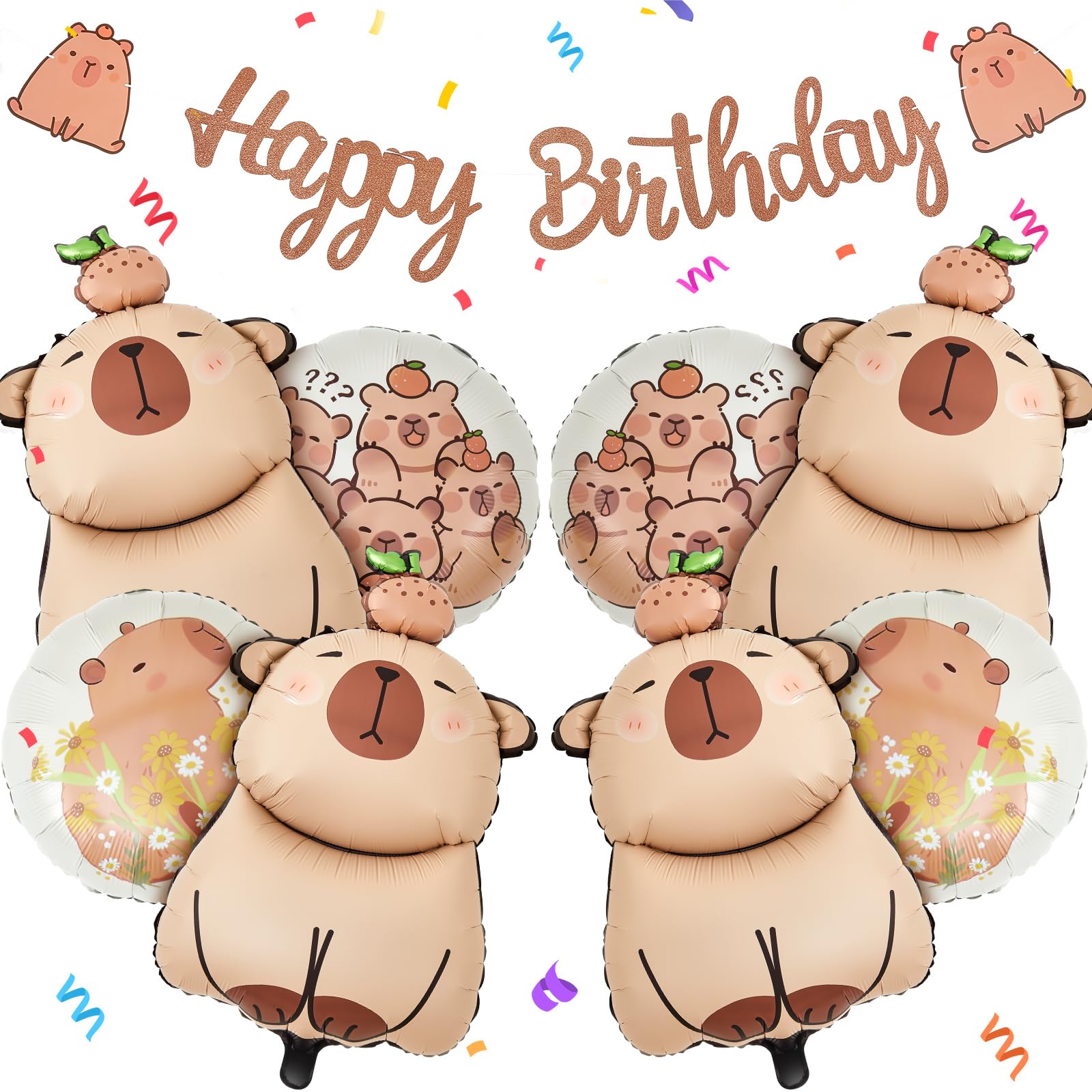 9-Piece Capybara Party Set with Banner & Balloons by Trandraft