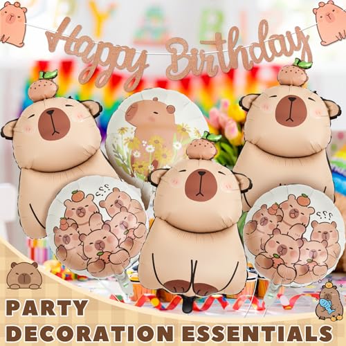 9-Piece Capybara Party Set with Banner & Balloons by Trandraft