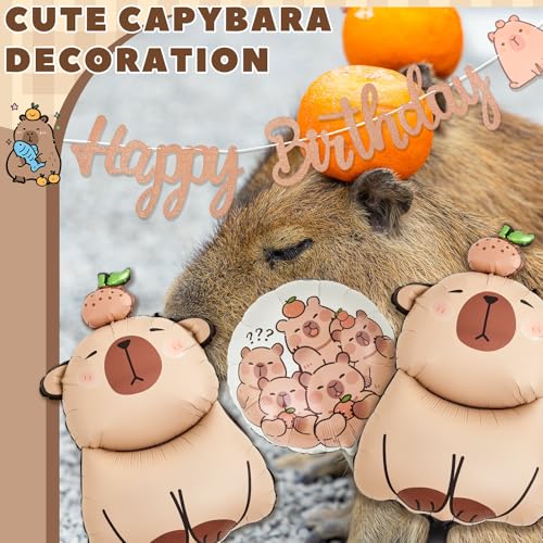 9-Piece Capybara Party Set with Banner & Balloons by Trandraft