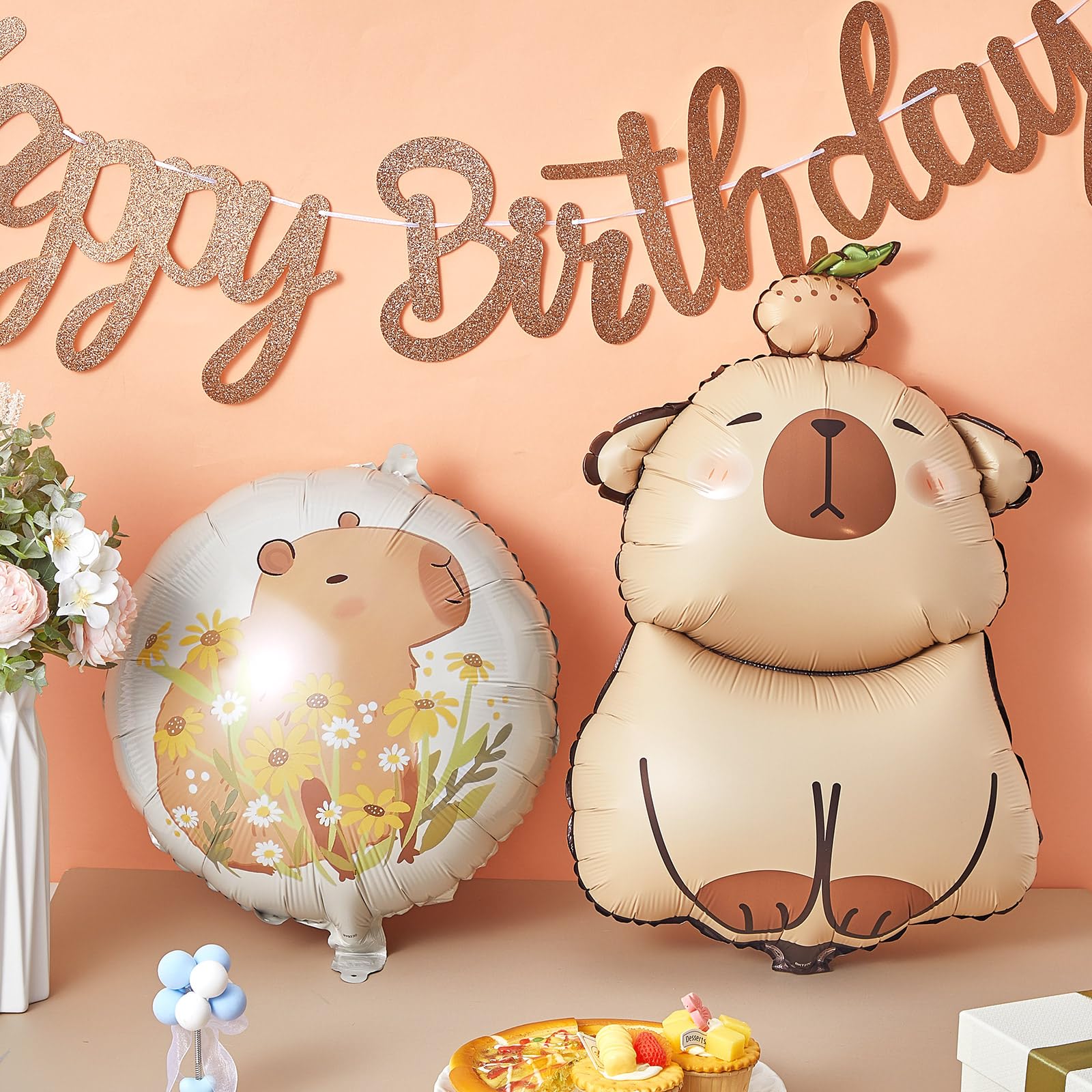 9-Piece Capybara Party Set with Banner & Balloons by Trandraft