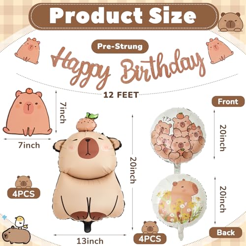 9-Piece Capybara Party Set with Banner & Balloons by Trandraft