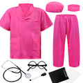 9-Piece Doctor Costume for Kids & Toddlers – Pink Scrubs Set with Real Stethoscope, Ages 3-12