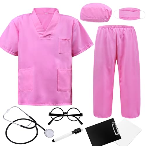 9-Piece Kids Doctor Costume Set with Working Stethoscope for Ages 3-12