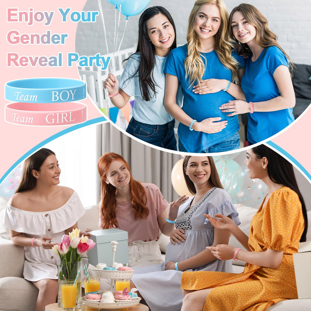 90-Piece Gender Reveal Bracelets Set – Team Boy and Team Girl Silicone Wristbands for Party Guests