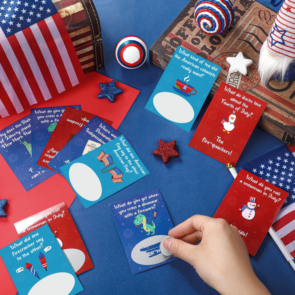 90-Piece Patriotic Joke Scratch-Off Cards with Envelopes, 4th of July 250th Anniversary Party Favor, 3x4 inch