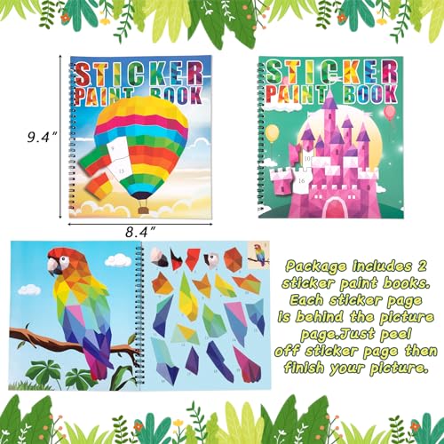 90shine 2-Pack Sticker Books for Kids Ages 4-8 – 22 Scenes, Repositionable Stickers, Perforated Pages