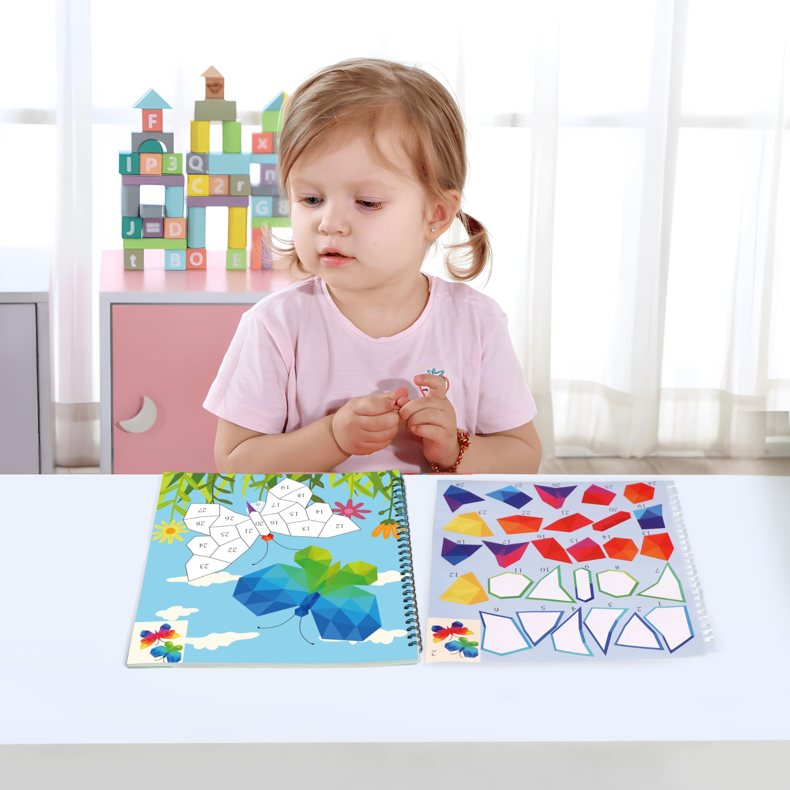 90shine 2-Pack Sticker Books for Kids Ages 4-8 – 22 Scenes, Repositionable Stickers, Perforated Pages