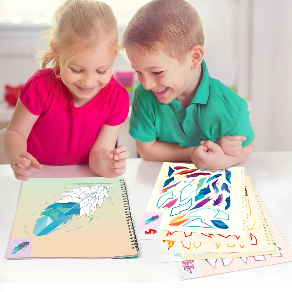 90shine 2-Pack Sticker Books for Kids Ages 4-8 – 22 Scenes, Repositionable Stickers, Perforated Pages