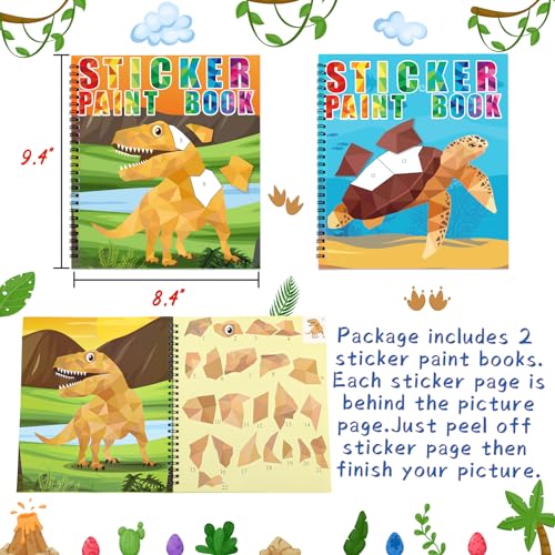90shine Dinosaur & Underwater Sticker Books - 2 Pack with 22 Scenes for Kids Ages 4-8