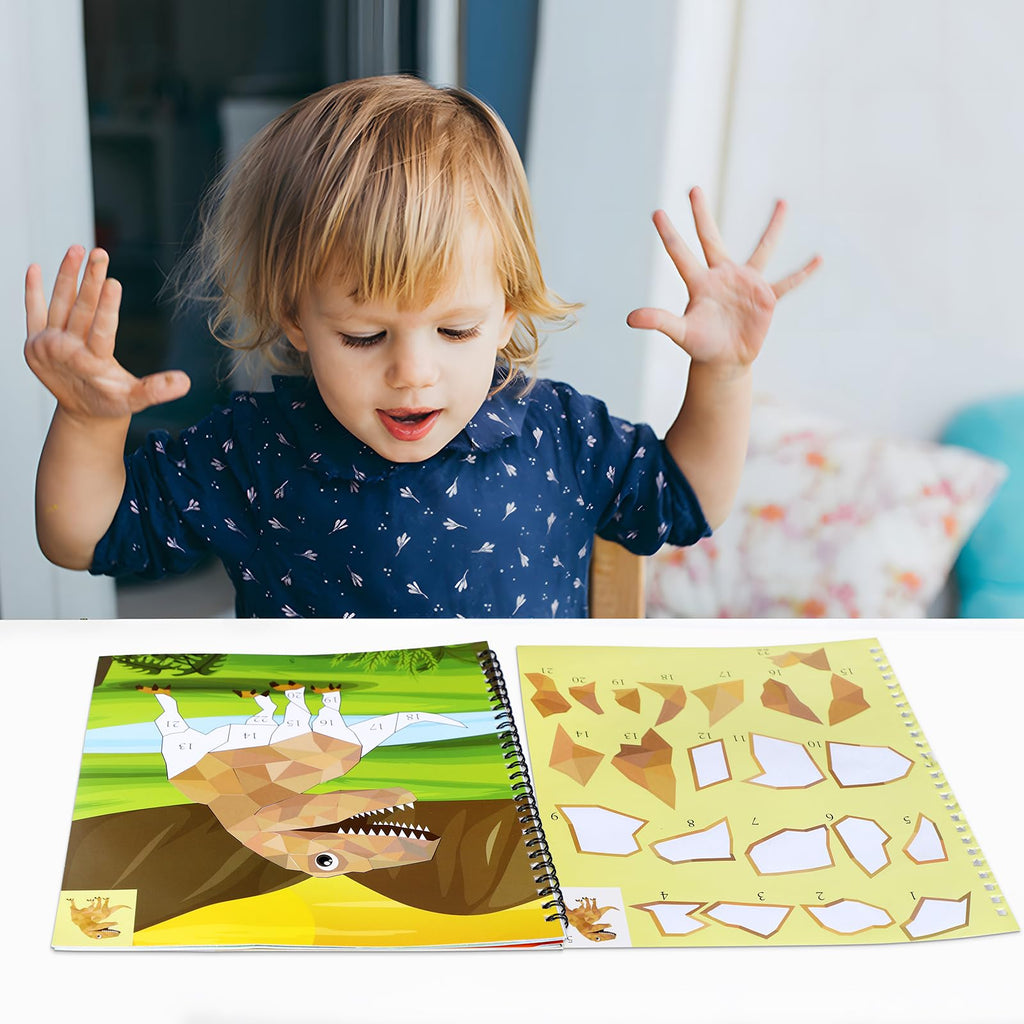 90shine Dinosaur & Underwater Sticker Books - 2 Pack with 22 Scenes for Kids Ages 4-8