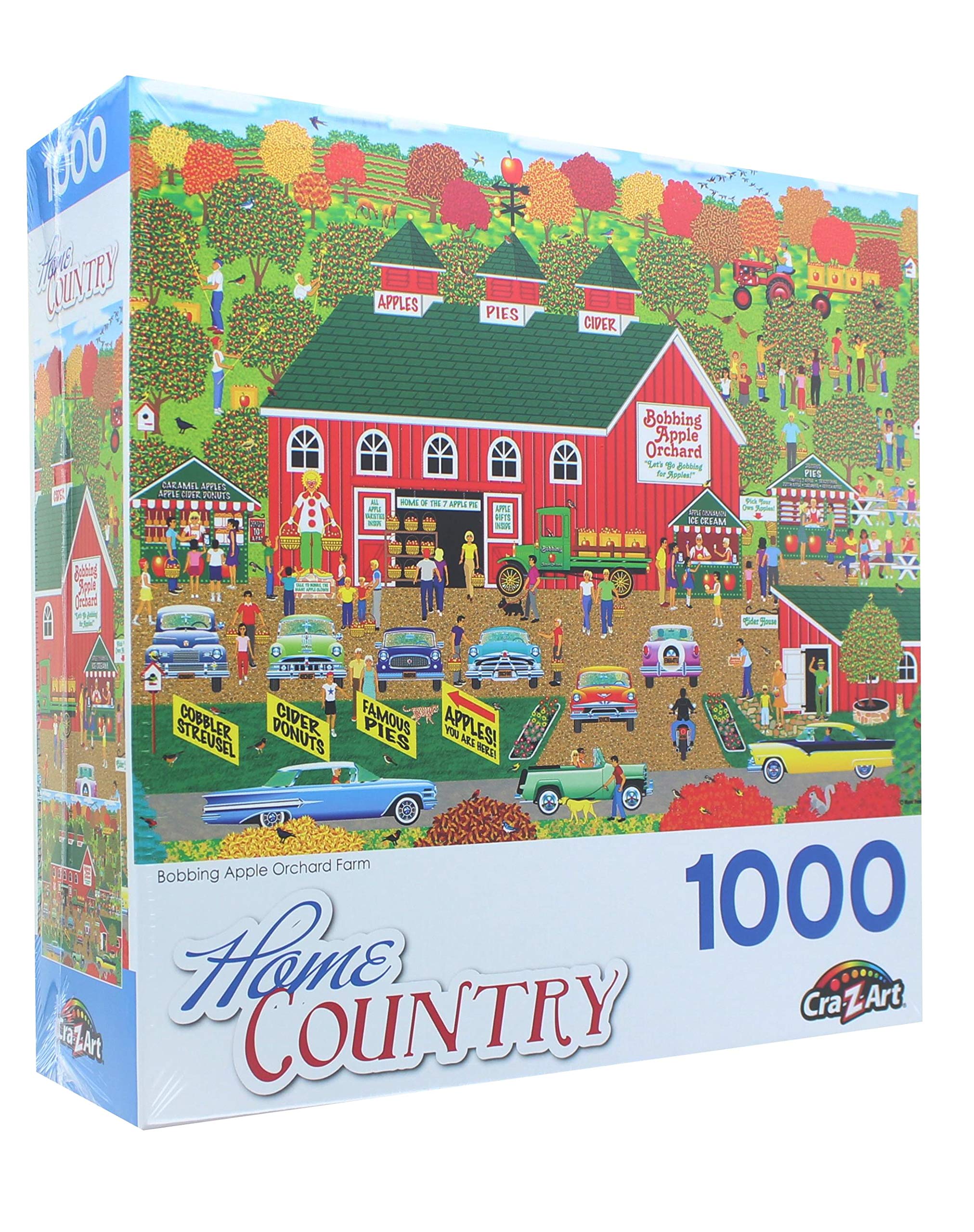 RoseArt Home Country Bobbing Apple Orchard Farm 1000-Piece Jigsaw Puzzle for Adults – Nostalgic Americana Scene