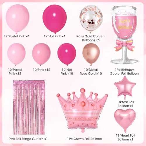 95-Piece Pink Birthday Party Decoration Kit with Balloons, Banner, and Butterfly Decor by Ouddy Party