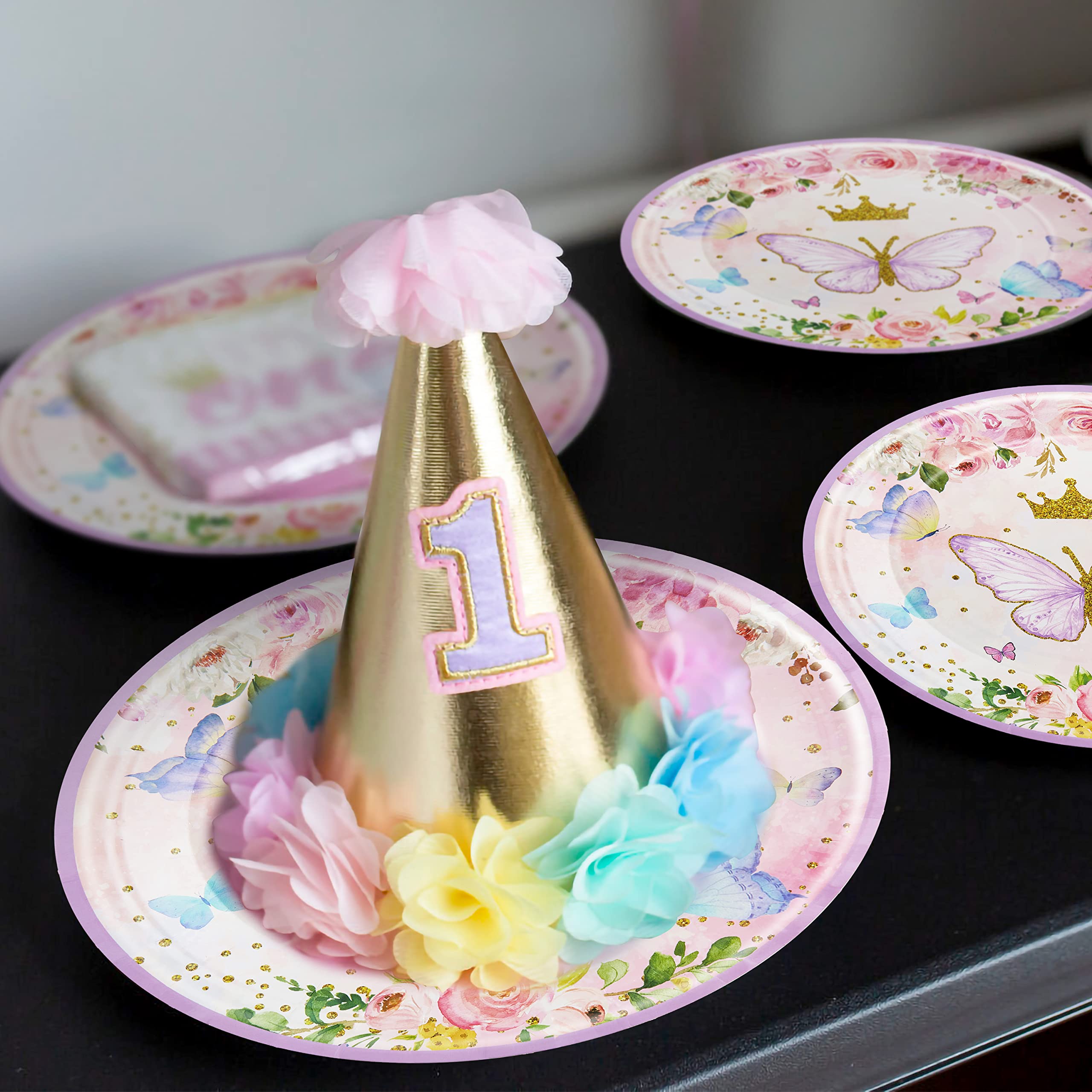 96-Piece Butterfly Birthday Party Tableware Set – Disposable Plates, Napkins, Forks for 24 Guests