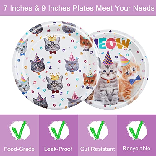 96-Piece Cat Birthday Party Tableware Set – Disposable Plates, Napkins, Forks for 24 Guests | Fesciory