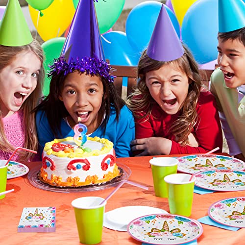 96-Piece Horned Horse Birthday Party Tableware Set for 24 Guests – Plates, Napkins, Forks