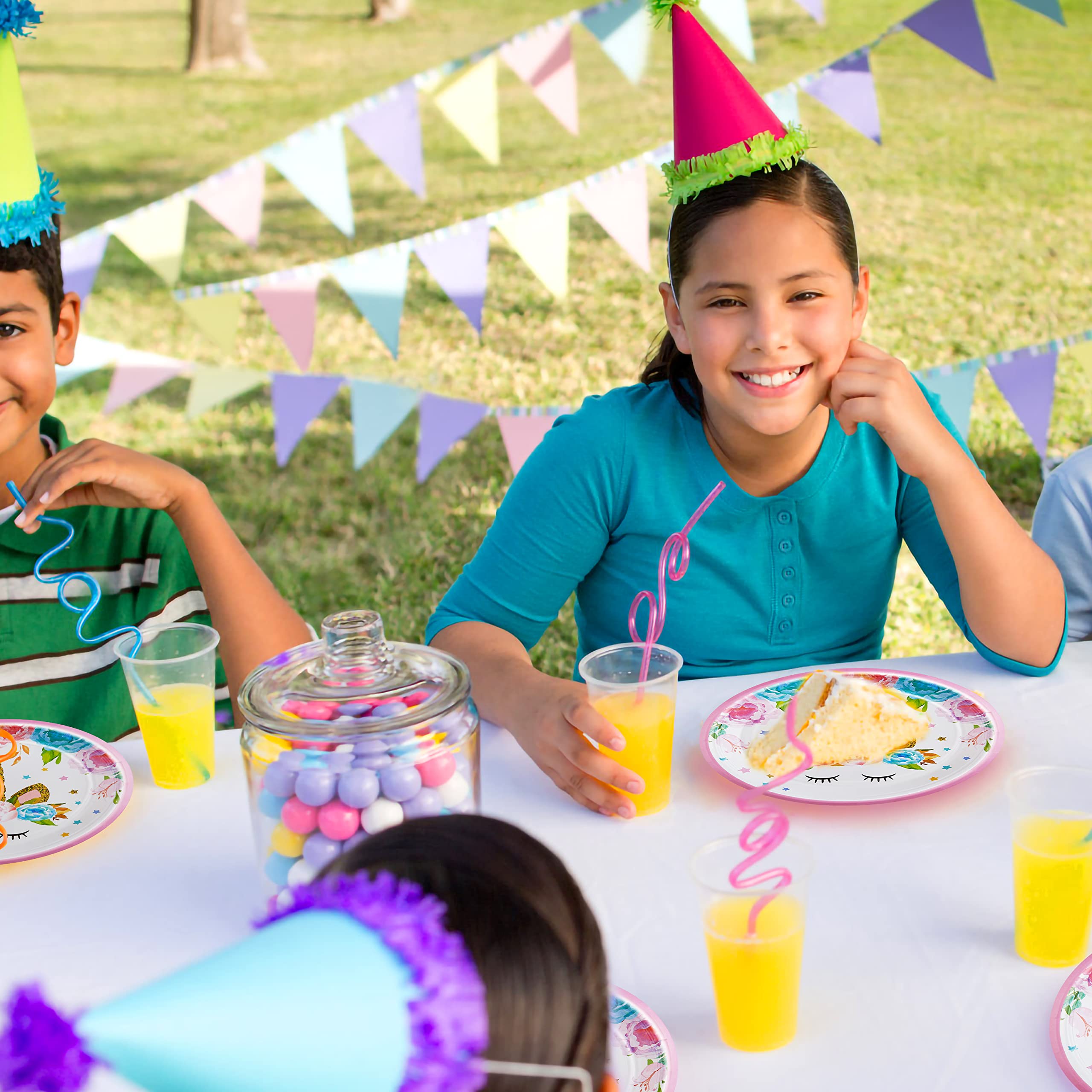 96-Piece Horned Horse Birthday Party Tableware Set for 24 Guests – Plates, Napkins, Forks