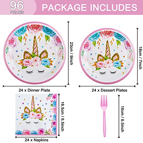 96-Piece Horned Horse Birthday Party Tableware Set for 24 Guests – Plates, Napkins, Forks