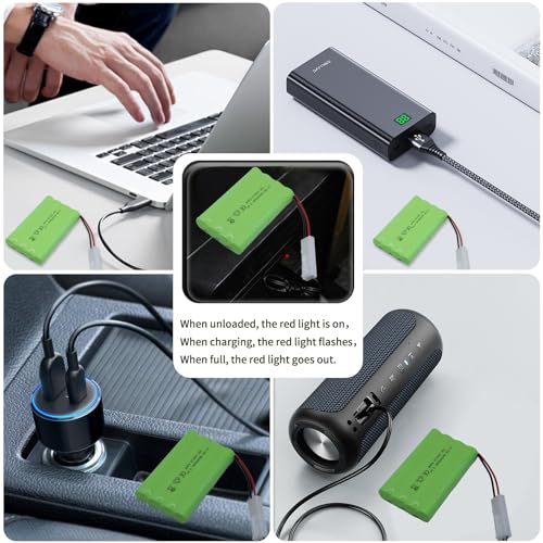 9.6V 2400mAh NiMH Battery Pack for RC Vehicles with Tamiya KET-2P Plug and USB Charger