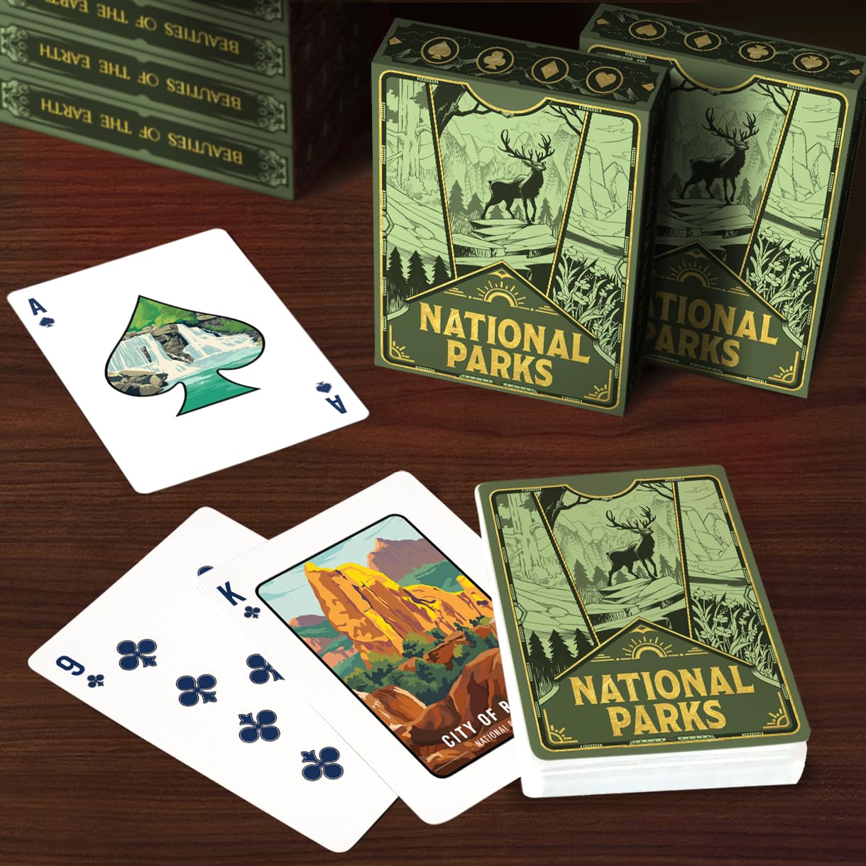 99FOX National Parks Playing Cards – Premium Black Core Deck with Linen Texture
