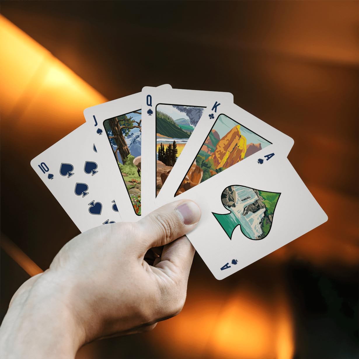99FOX National Parks Playing Cards – Premium Black Core Deck with Linen Texture