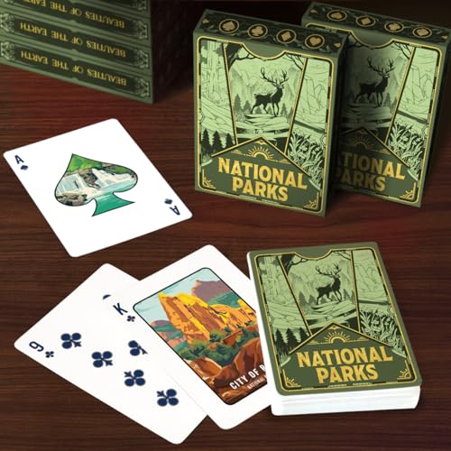 99FOX National Parks Playing Cards – Premium Black Core Deck with Linen Texture