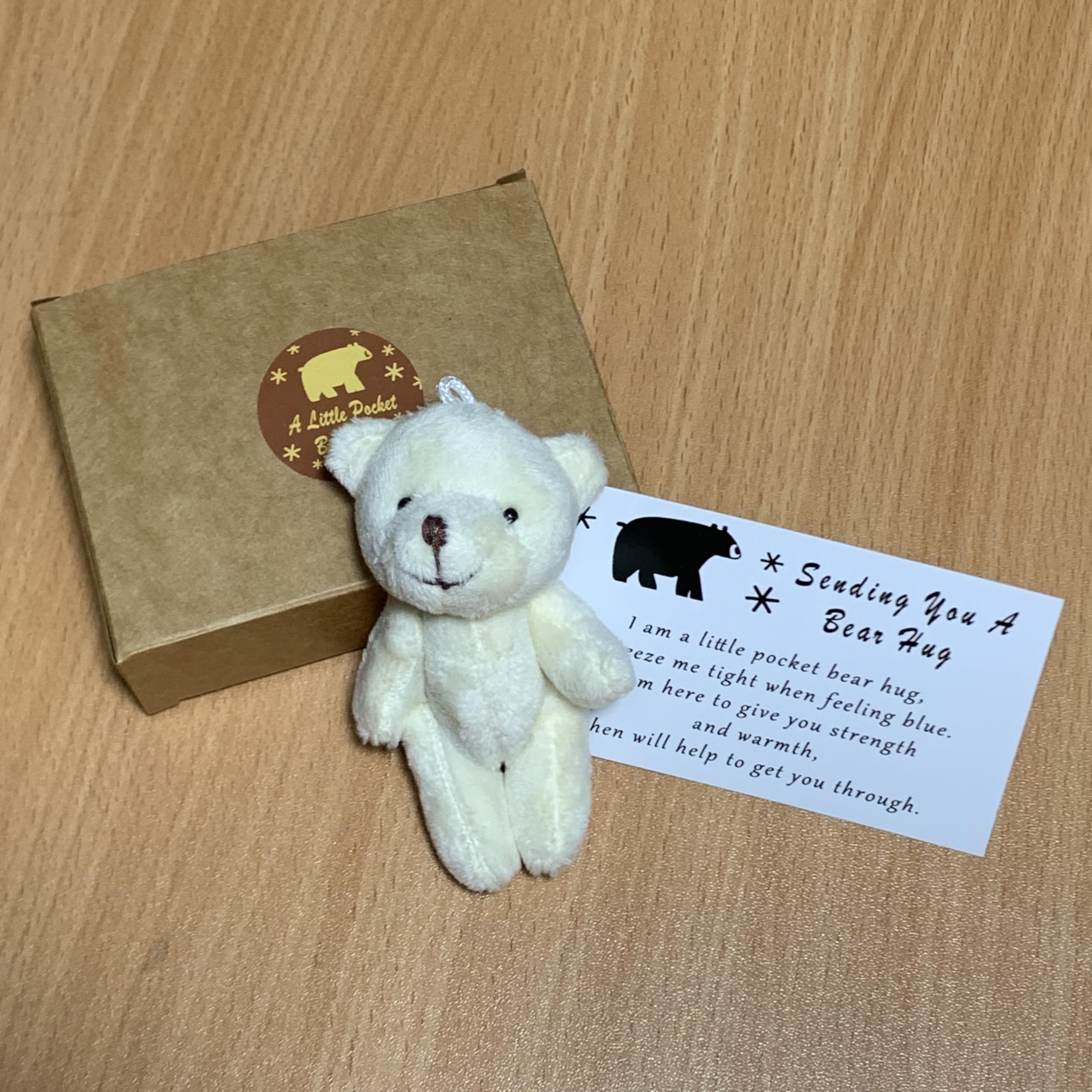 A Little Pocket Bear Hug - Mini Bronze Plush with Hug Token Card, Emotional Support Gift for Graduation Birthday