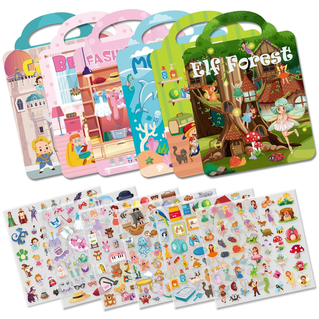 Aannanl Dress Up Reusable Sticker Books for Toddlers – 6 Themed Puffy Sticker Activity Books with 300+ Stickers