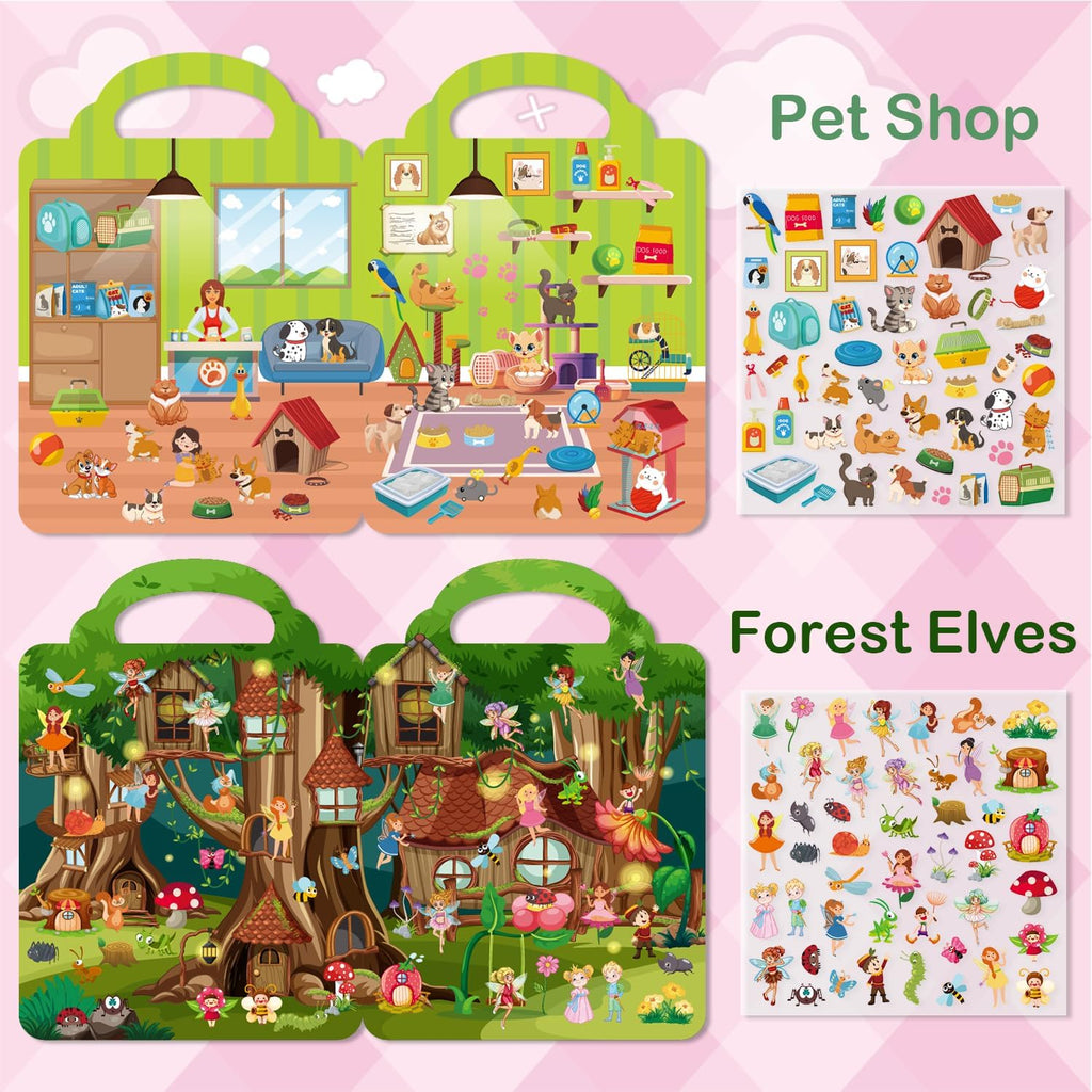 Aannanl Dress Up Reusable Sticker Books for Toddlers – 6 Themed Puffy Sticker Activity Books with 300+ Stickers