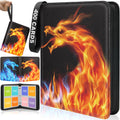 AAUB 4-Pocket Trading Card Binder – Holds 440 Cards, 55 Removable Pages, PU Cover, Zippered, Yellow & Blue Dragon Design