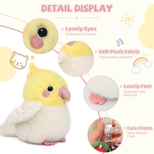 ABEARCAR Cockatiel Plush - 4.7 Inch Realistic Yellow Bird Stuffed Animal Toy