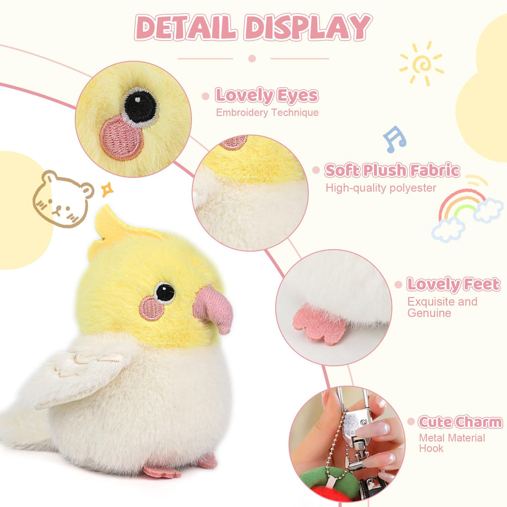 ABEARCAR Cockatiel Plush - 4.7 Inch Realistic Yellow Bird Stuffed Animal Toy
