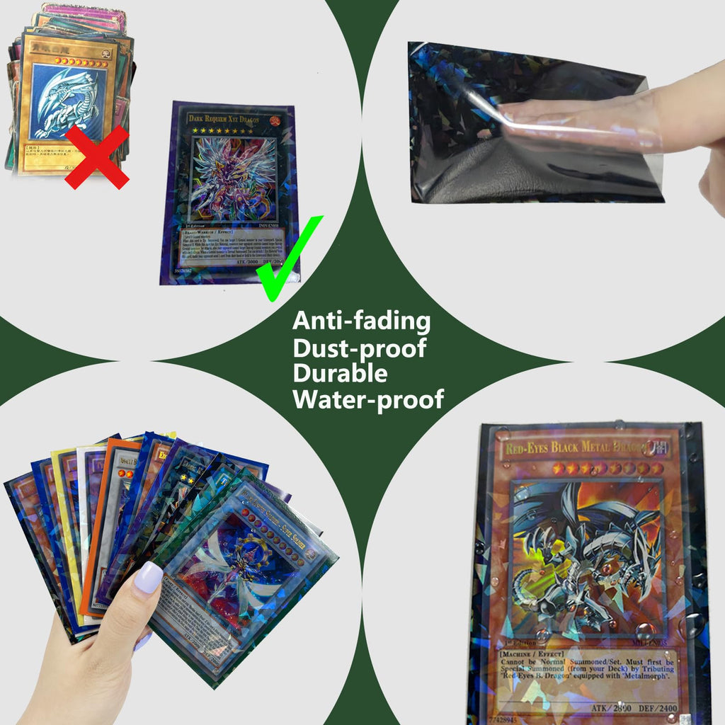 Abejita 100 Pink Card Sleeves – 66x91mm Holographic Cracked Ice Finish for MTG, Yugioh, Sports Cards & Photocards