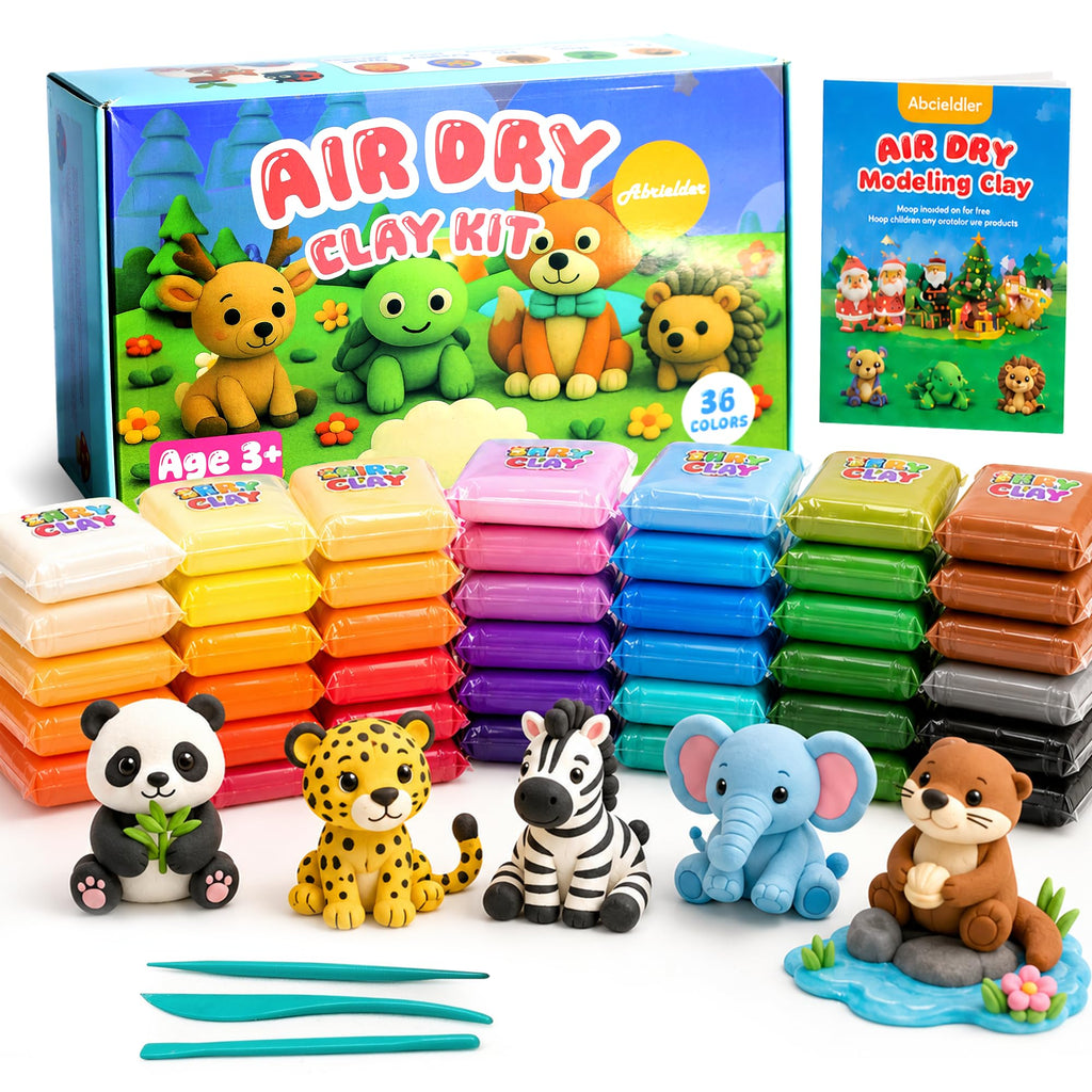 Abrielder 36 Colors Air Dry Clay Kit – Non-Toxic Soft Modeling Clay for Kids Ages 3+