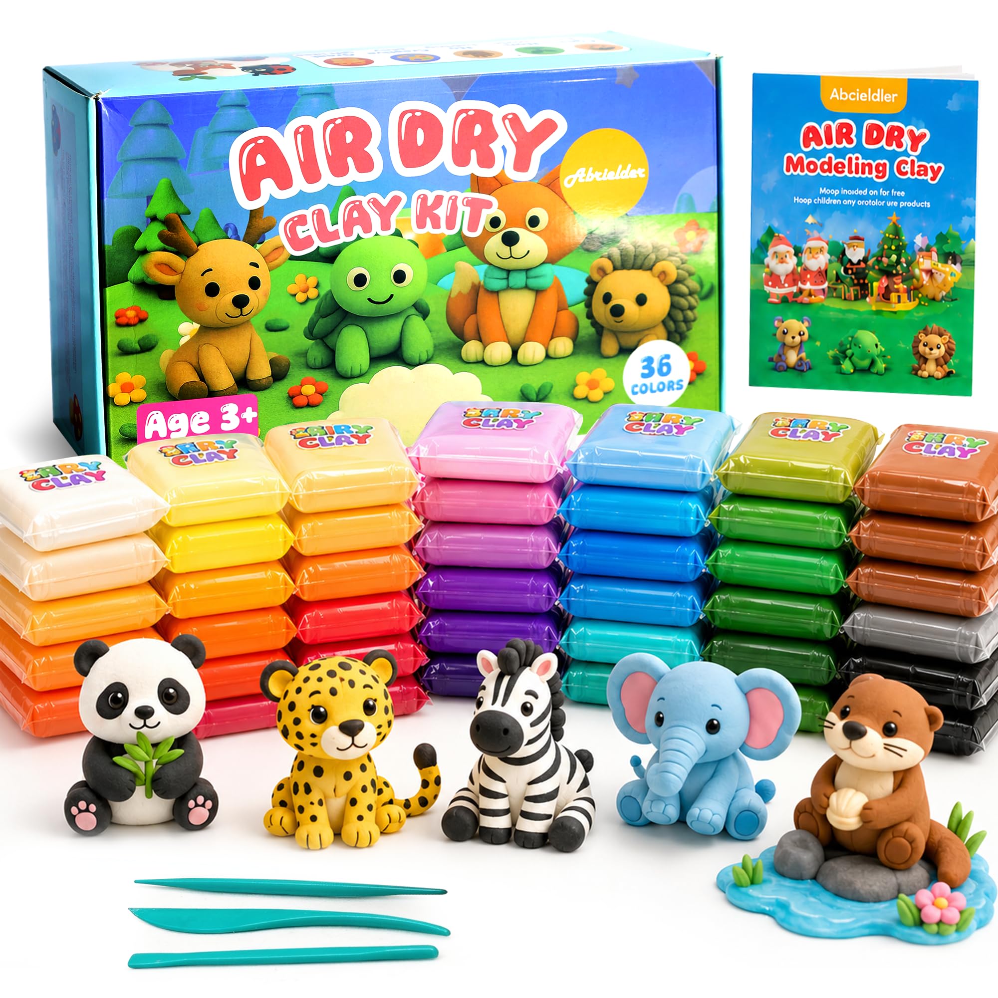 Abrielder 36 Colors Air Dry Clay Kit – Non-Toxic Soft Modeling Clay for Kids Ages 3+