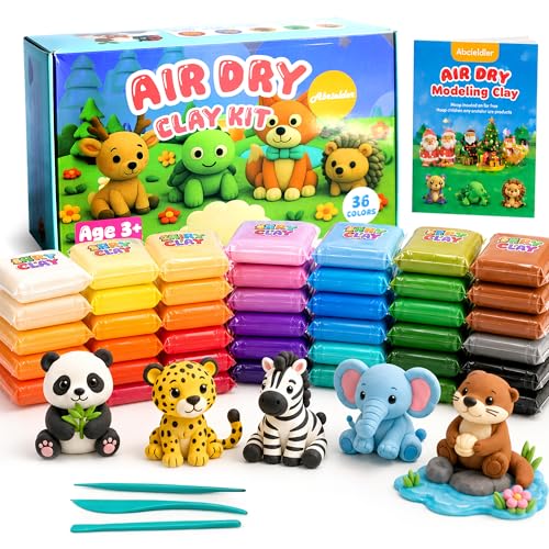 Abrielder 36 Colors Air Dry Clay Kit – Non-Toxic Soft Modeling Clay for Kids Ages 3+