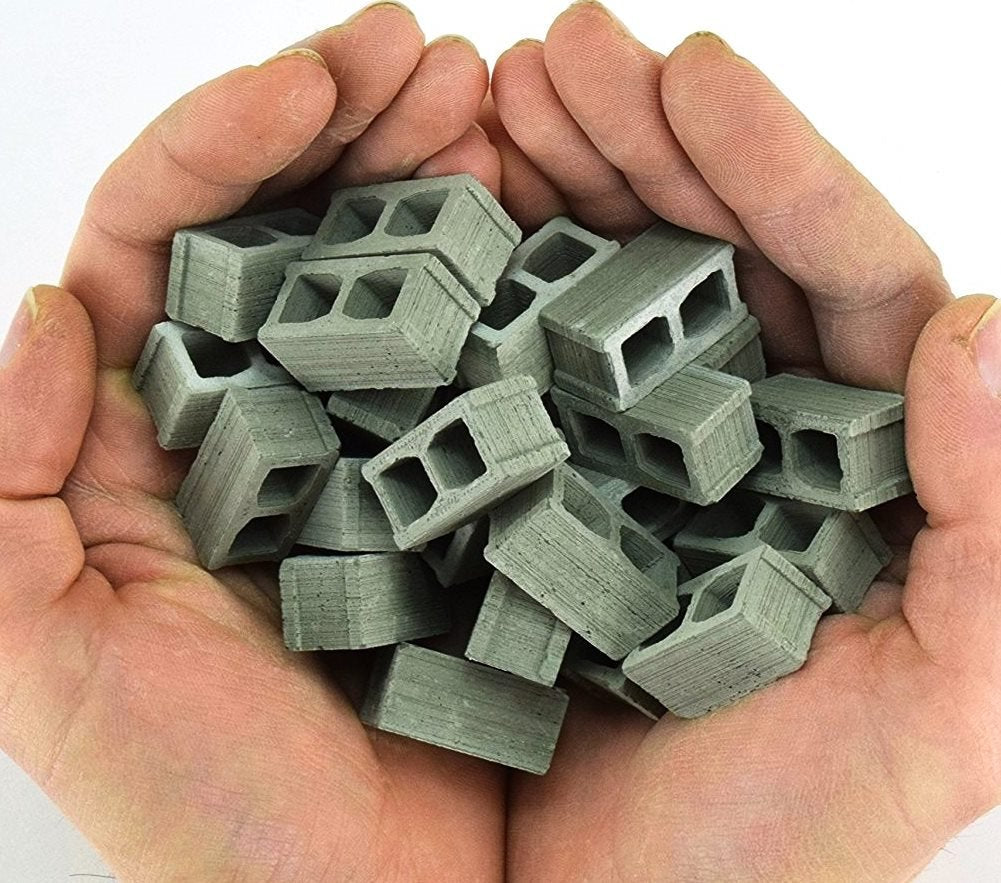 Acacia Grove 1/12 Scale Mini Cinder Blocks (12 Pack) – Real Cement for Dioramas & Dollhouses