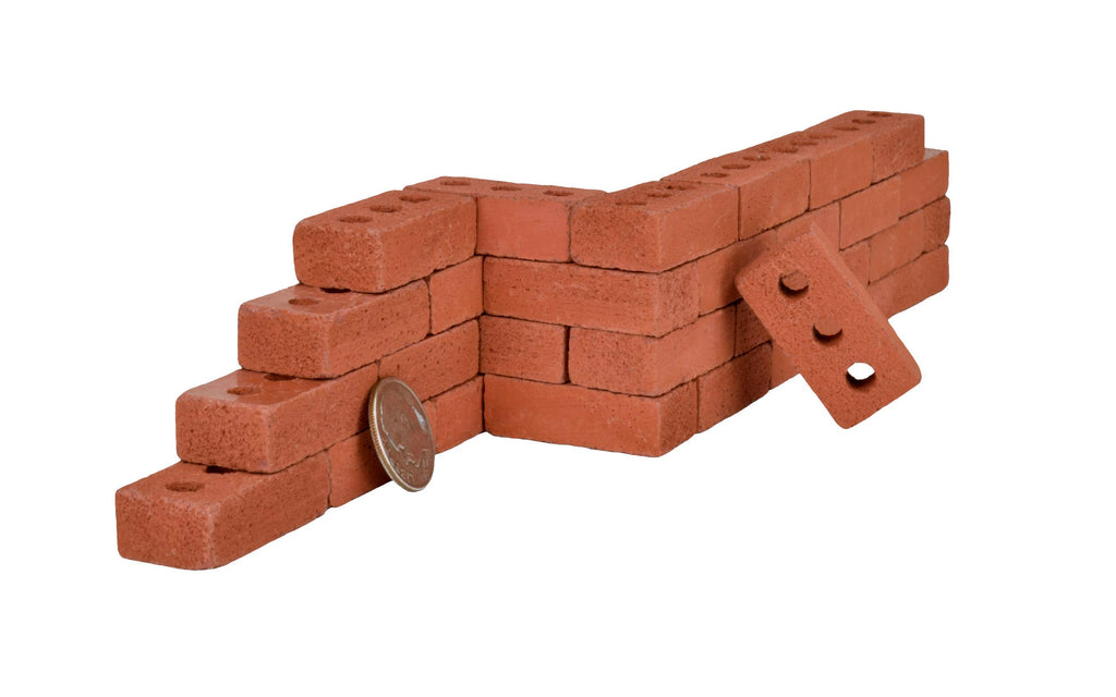 Acacia Grove Mini Red Bricks, 1:6 Scale Real Cement, 16-Pack