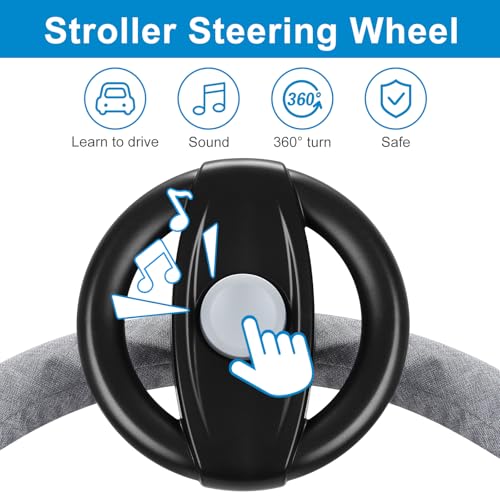 Accmor Stroller Steering Wheel Toy – No-Battery Horn, Velcro Attachment for Strollers & Shopping Carts