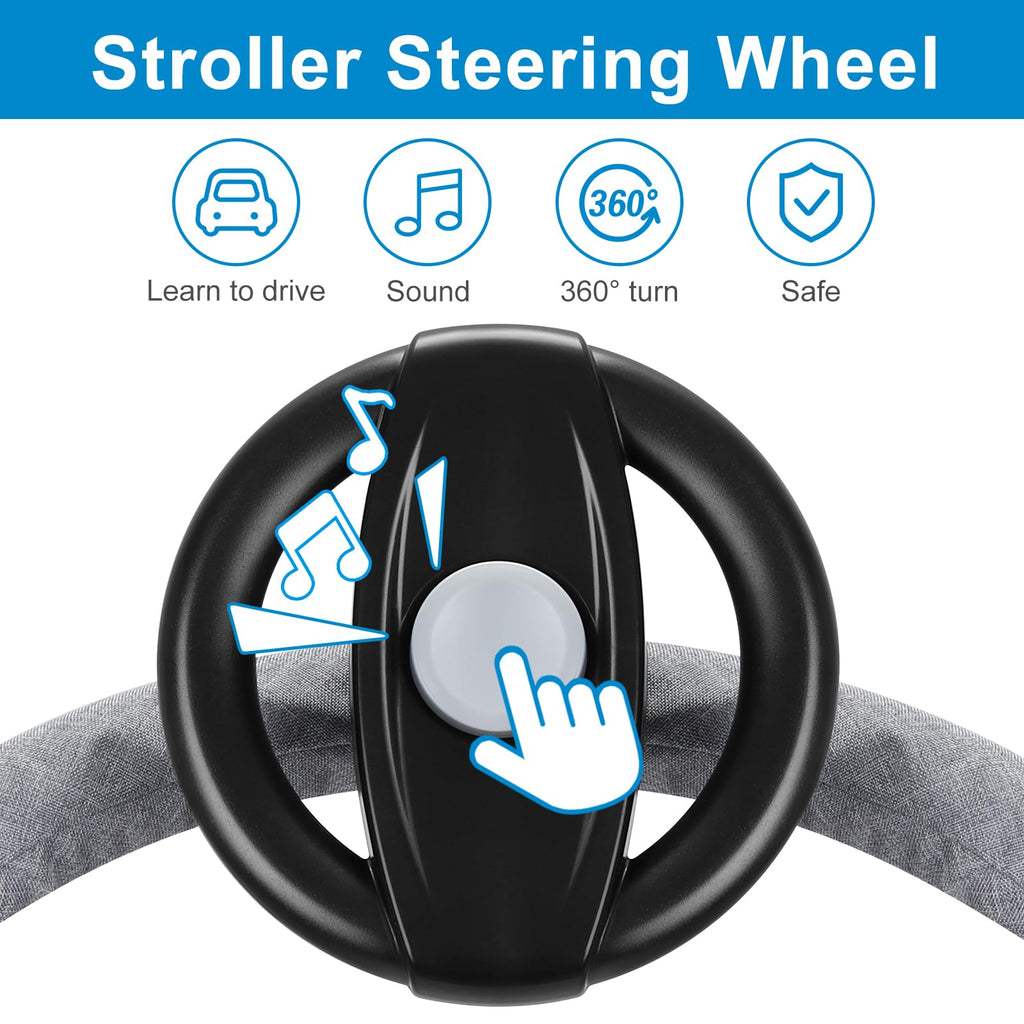 Accmor Stroller Steering Wheel Toy – No-Battery Horn, Velcro Attachment for Strollers & Shopping Carts