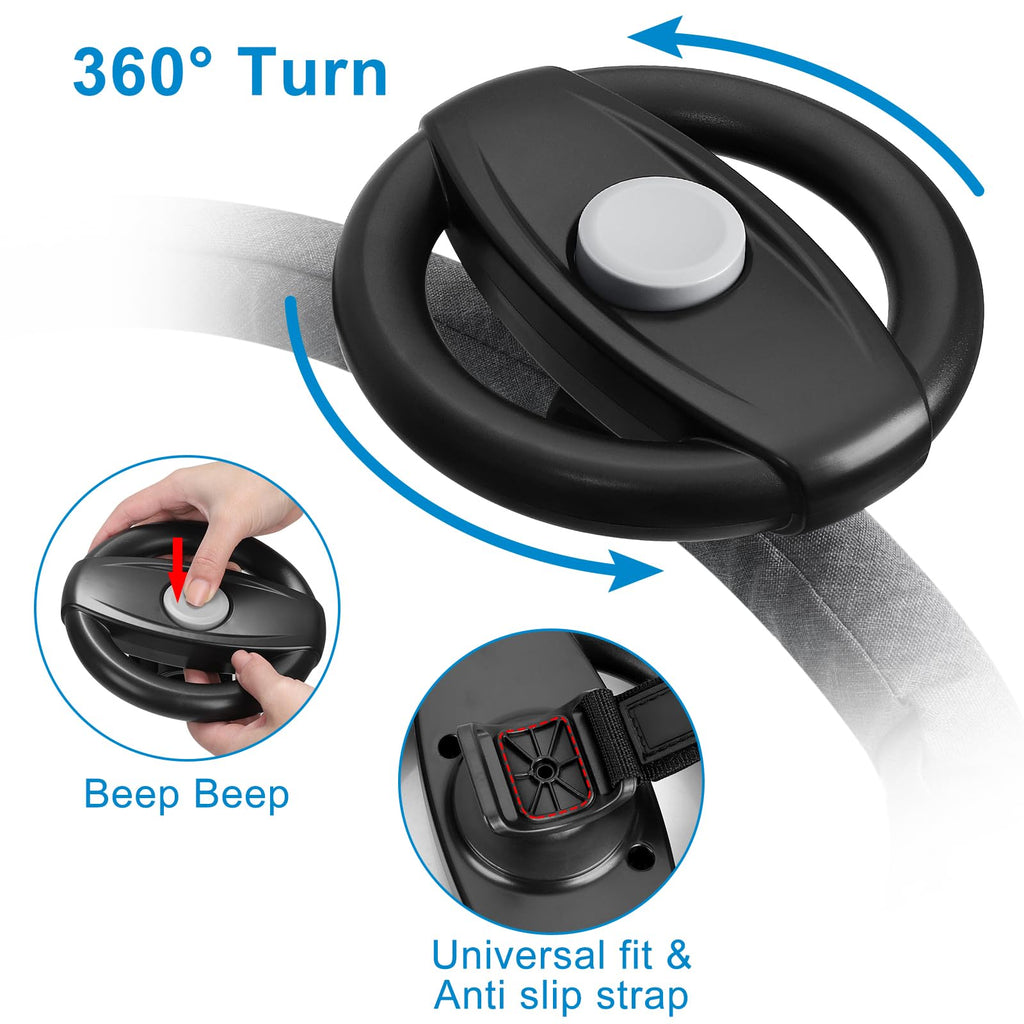 Accmor Stroller Steering Wheel Toy – No-Battery Horn, Velcro Attachment for Strollers & Shopping Carts