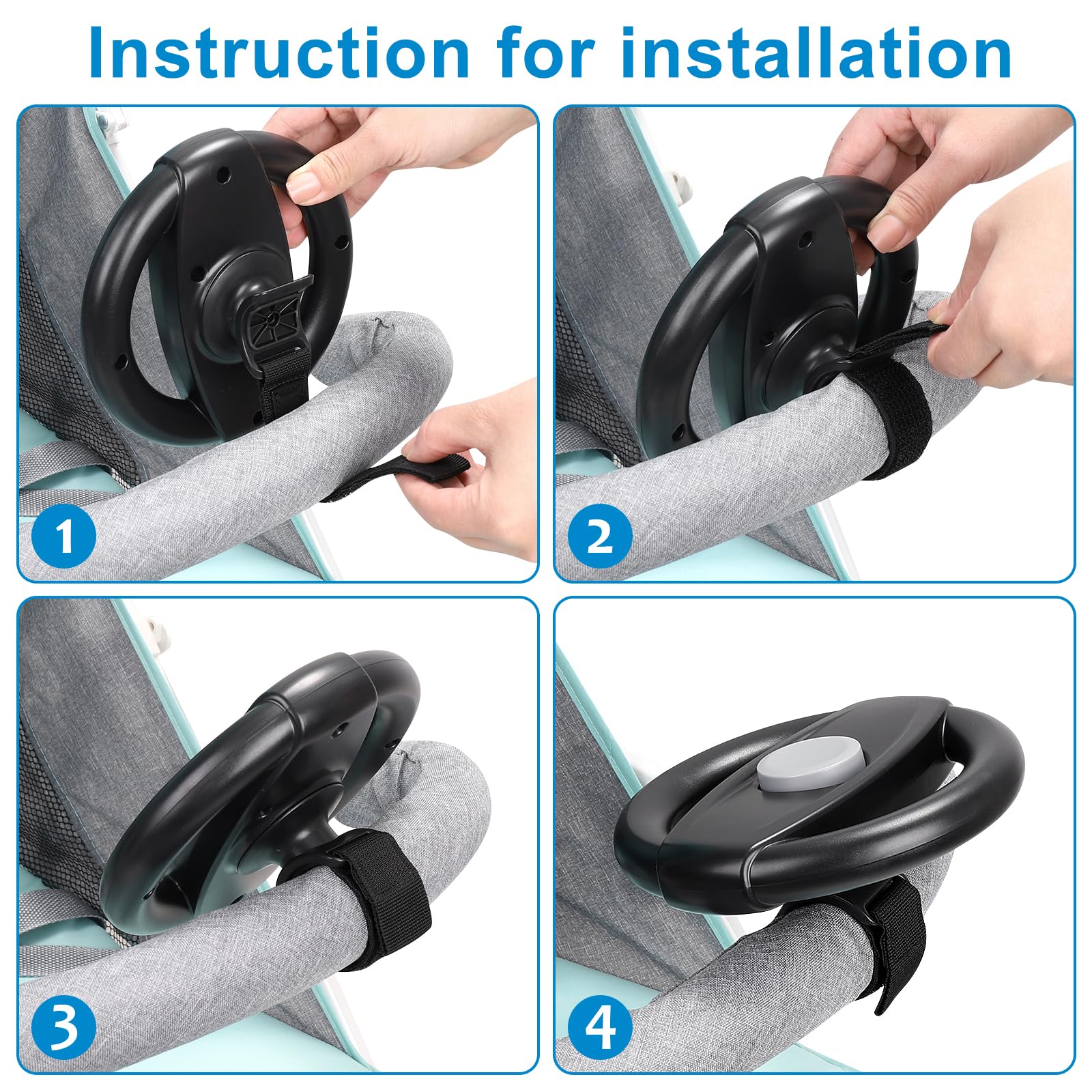 Accmor Stroller Steering Wheel Toy – No-Battery Horn, Velcro Attachment for Strollers & Shopping Carts