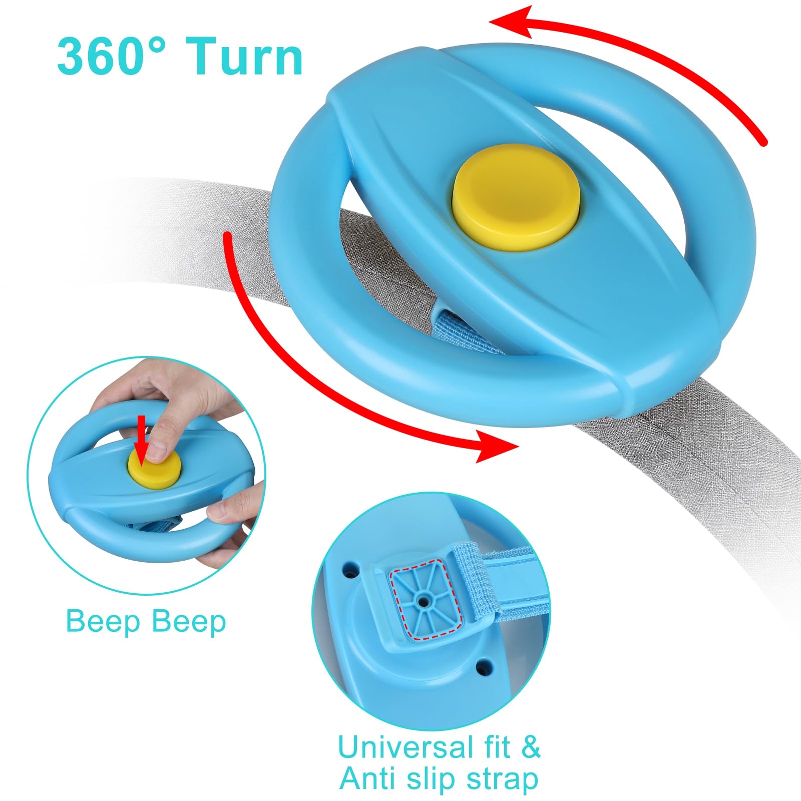 Accmor Stroller Steering Wheel Toy – Simulated Driving Fun for Strollers, Shopping Carts (BPA-Free, No Batteries)